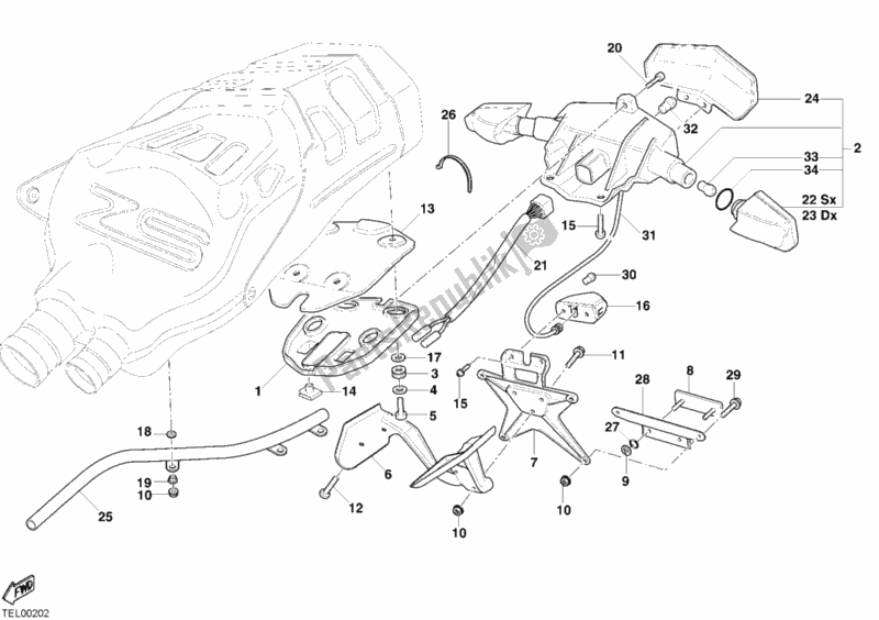 Tutte le parti per il Fanale Posteriore del Ducati Superbike 749 Dark 2005